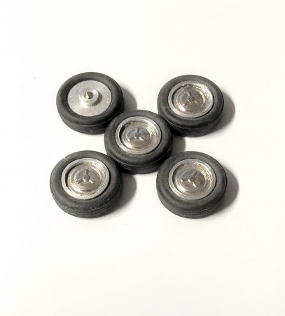 5 roues complètes - Chrome - Alu et White Metal - Ech 1:43