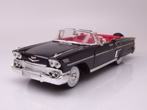 Marketplace : CHEVY Impala 1958 cabriolet noir - Motor Max - 1:18