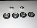 4 roues complètes - Jantes ø9.50 mm + insert + pneus - Ech. 1/43