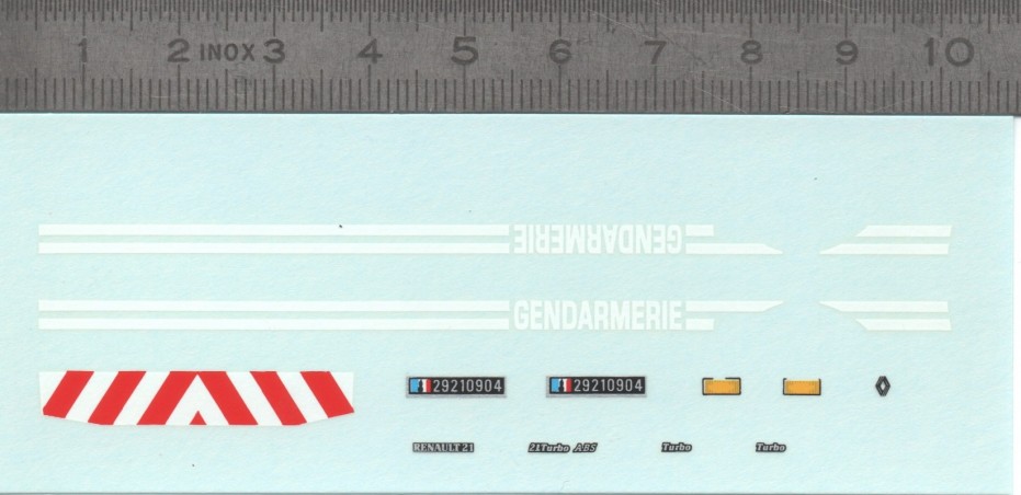 Décalcomanie "GENDARMERIE" Renault 21 - Ech 1:43