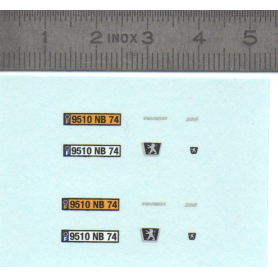 Décalcomanie " Peugeot 206 " immatriculée Haute-Savoie - Ech 1/43