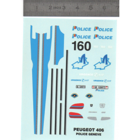 Décalcomanie " Peugeot 406 - Police de Genève (Suisse) - Ech. 1/43