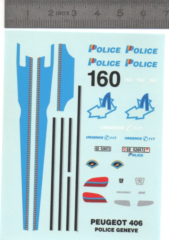 Décalcomanie " Peugeot 406 - Police de Genève (Suisse) - Ech. 1/43