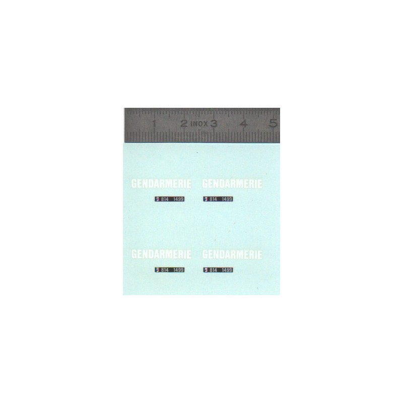 Décalcomanie Ech 1:43 Gendarmerie Plaques 