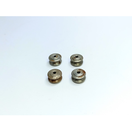 En l'état : 4 jantes convexes en acier brut - ø 9.50 mm - DINKY TOYS
