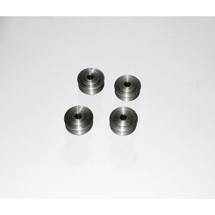 En l'état : 4 jantes convexes en acier brut - ø 9.50 mm - DINKY TOYS
