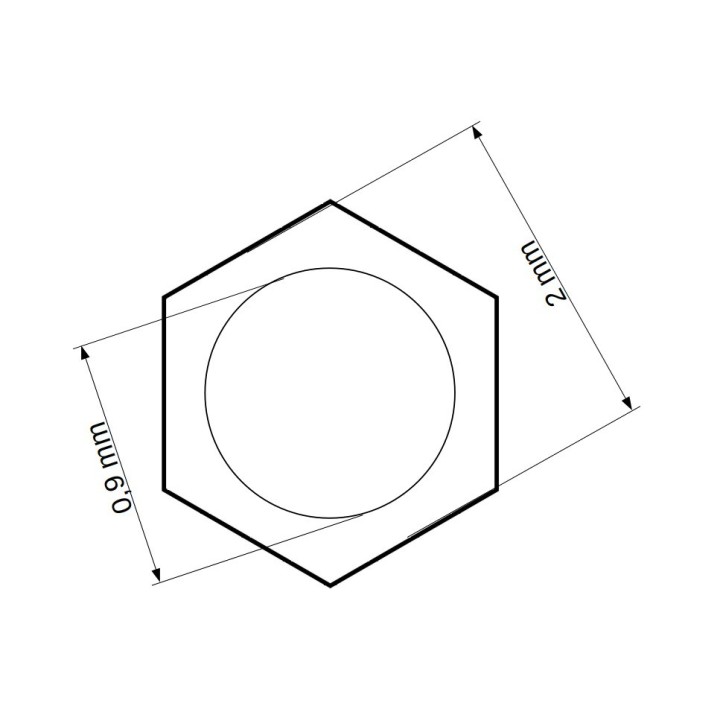 Ecrou en laiton - 6pans de 2mm - X10