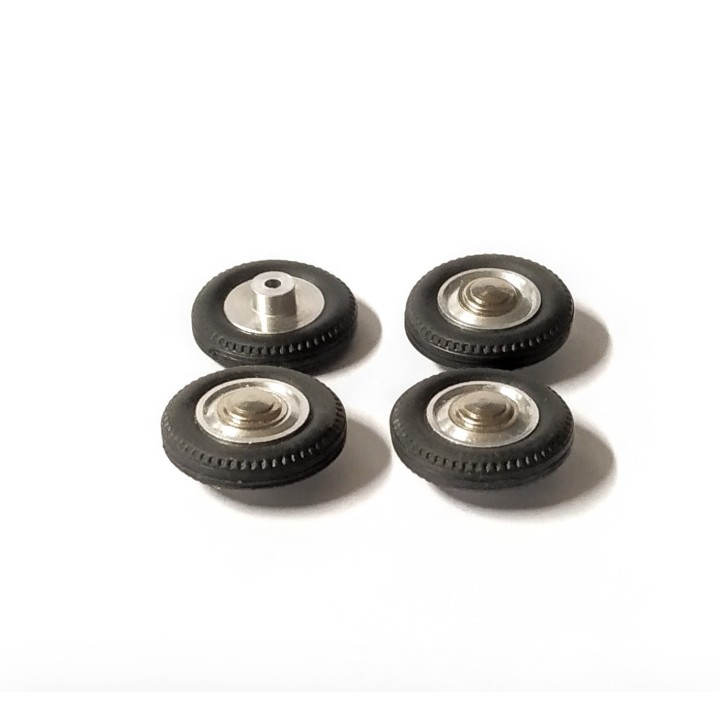 4 roues complètes ø15.50 mm - à monter - Laiton, alu et résine soup...