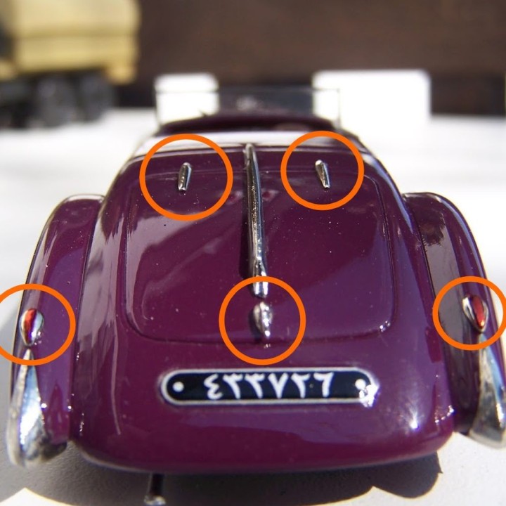 Pièces métals - Arrière/côté BUGATTI Type 57 SC Shah D'Iran - 1:43