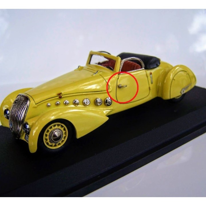 2 Poignées de portière : Peugeot 402 Darl'Mat - 1:43 - White Metal