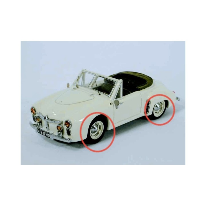 Inserts de roue Renault 4CV 1/43 white metal - Artisan 43