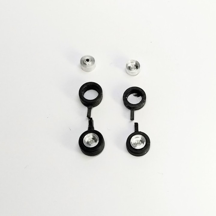 2 roues AV + 2 roues AR - ø6.50 mm - Aluminium et pneus soupes - A43