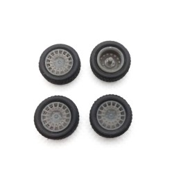 4 roues ø15 mm avec jantes Rallye - Résine - 1:43