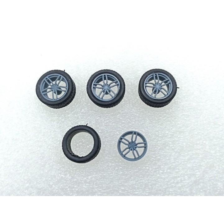 4 roues Ferrari 5 branches ø 15.50 mm - Résine 3D - 1:43