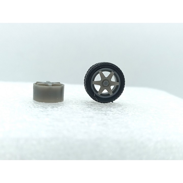 4 roues ø15.60 mm 6 branches - Résine 3D - 1:43