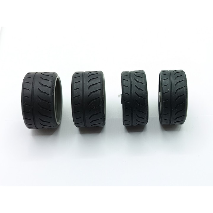 4 roues ø34 mm - Pneu en résine souple - 1:18