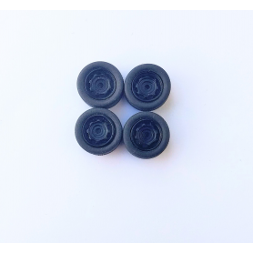 4 roues complètes noires - Diam. 13mm - Ech. 1:43 - Résine