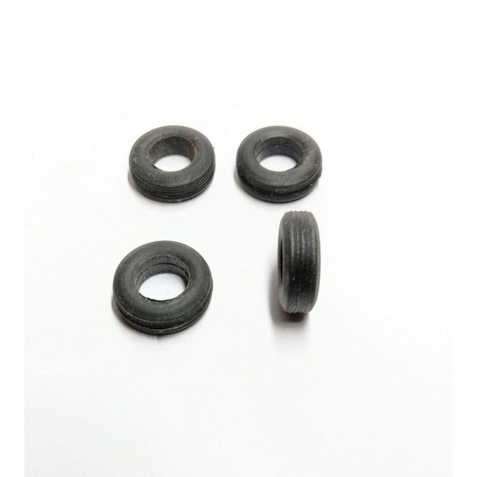 4 pneus en résine souple - ø 14 mm - Ech 1:43