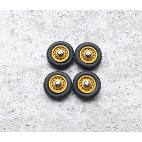 4 roues complètes - Jantes jaunes - Ø16 mm - Ech. 1:43