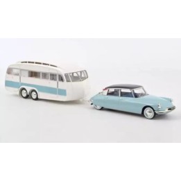 Marketplace : CITROEN DS 19 1959 avec Caravane Hénon bleu - Norev -...