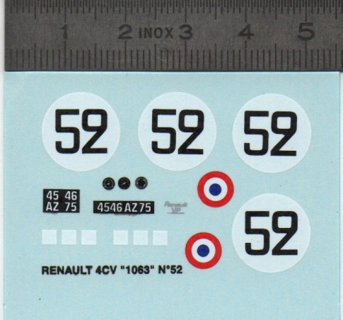 Décalcomanie - Renault 4CV - N°52 - Ech. 1:43