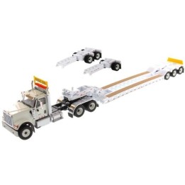Marketplace : INTERNATIONAL HX520 6x4 blanc et remorque porte engin...