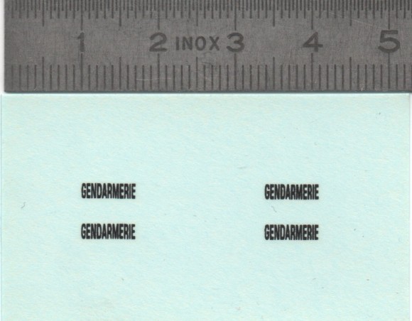 Décalcomanie - Gendarmerie - Noir - 7.20 mm - Ech. 1/43 - X4