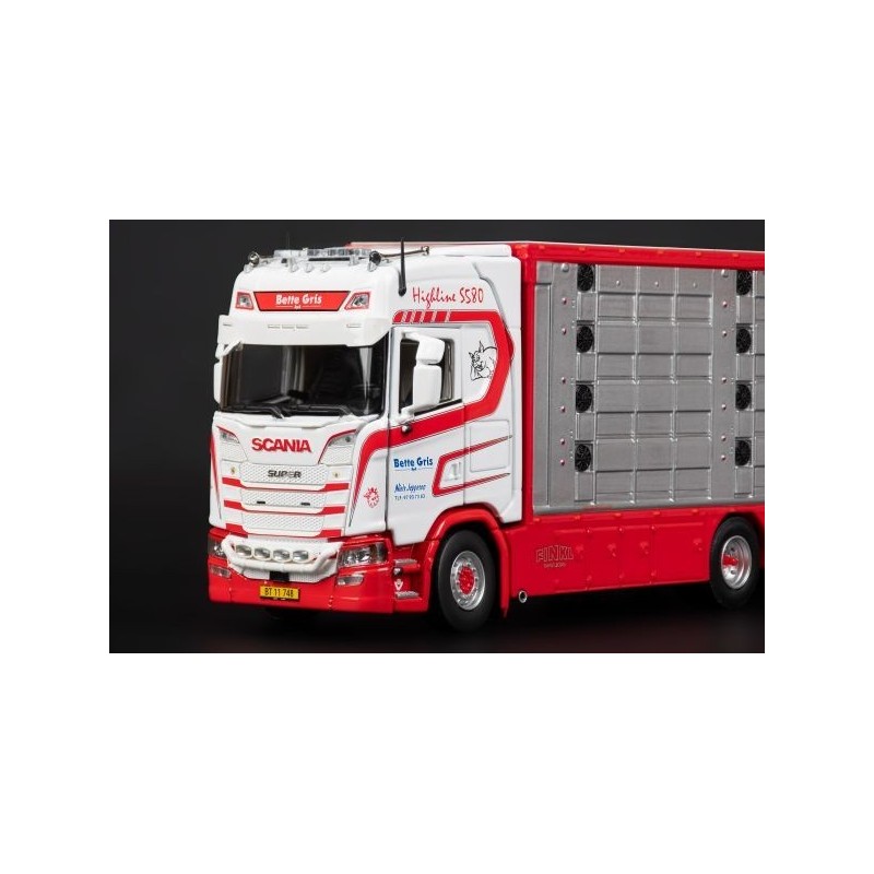 Camion Scania Avec Remorque Porte-voitures Personnalisé – Modèle 1:43 En Métal, Années 70, Rouge