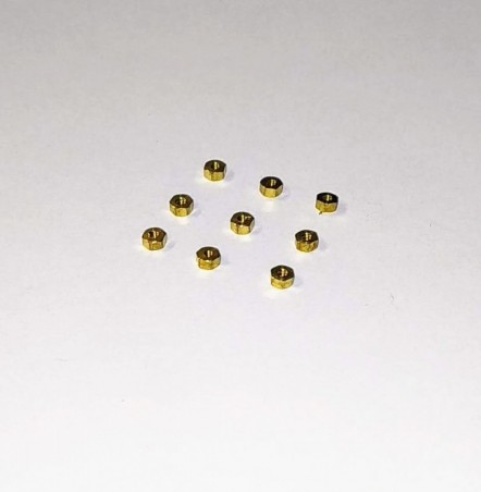 Ecrou en laiton - 6pans de 2mm - X10