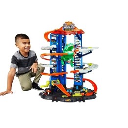 VM Kids : Hot Wheels Ultimate Garage City Vs Robo Beasts avec T-Rex Mobile et 2 Voitures, GJL14
