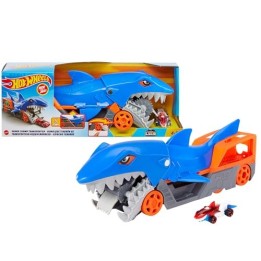 VM Kids : Hot Wheels City Requin Transporteur avec Camion Avaleur et 1 Voiture, GVG36