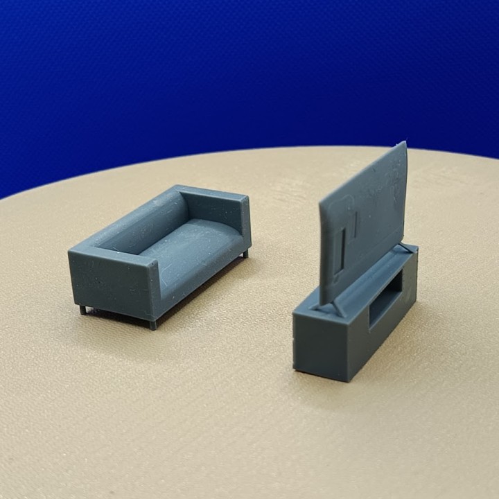 Diorama Coin Télé 1:43 – Canapé, TV et meuble