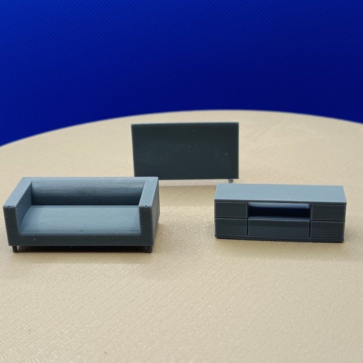 Diorama Coin Télé 1:43 – Canapé, TV et meuble