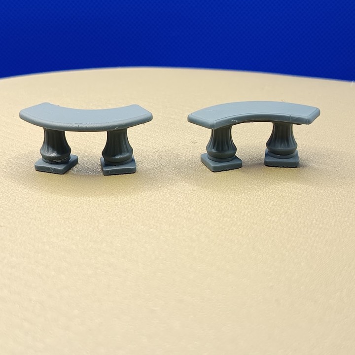 Ensemble Table et 2 Bancs en Pierre - Diorama 1/43 (3D Creative)