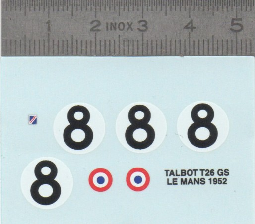 Décalcomanie - TALBOT T26 GS LE MANS 1952 - Ech. 1:43