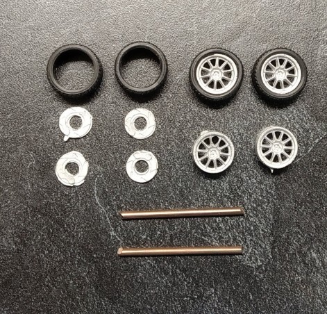 4 roues complètes  - ø15. - Ech. 1:43
