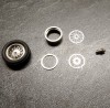 4 roues complètes à rayons Ø 14.60 mm - Laiton chromé - Ech 1:43