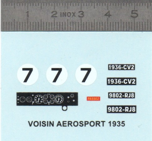 Décalcomanie - VOISIN AÉROSPORT 1935 n°7 - Ech 1:43