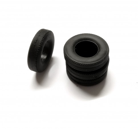 4 Pneus en résine souples - ø24mm - Ech 1:43