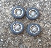 4 roues complètes à rayons Ø 18 mm - Laiton chromé - Ech 1:43