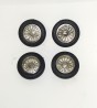 4 roues complètes à rayons Ø 18 mm - Laiton chromé - Ech 1:43