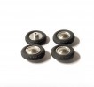 4 roues complètes  ø15.50 mm - à monter - Laiton, alu et résine souple - 1:43