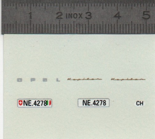 Décalcomanie - OPEL - Plaques Suisse - Ech 1:43