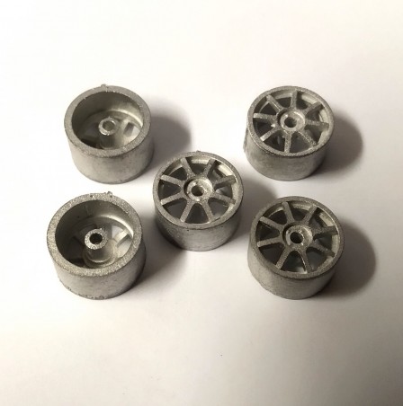 5 jantes Ford Sierra Cosworth 8 rayons - Ech 1:43 - White Metal