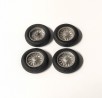4 roues complètes à rayons Ø 18 mm - Laiton chromé et peint  - Ech 1:43