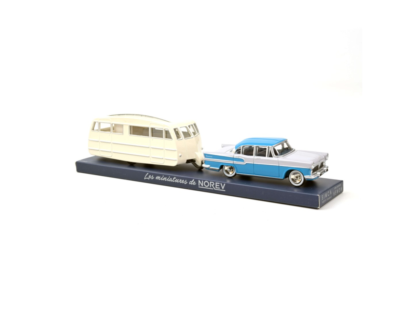 Marketplace - Simca Vedette Chambord 1958 et caravane Hénon Bleu Léman et Gris  - Norev - 1:43