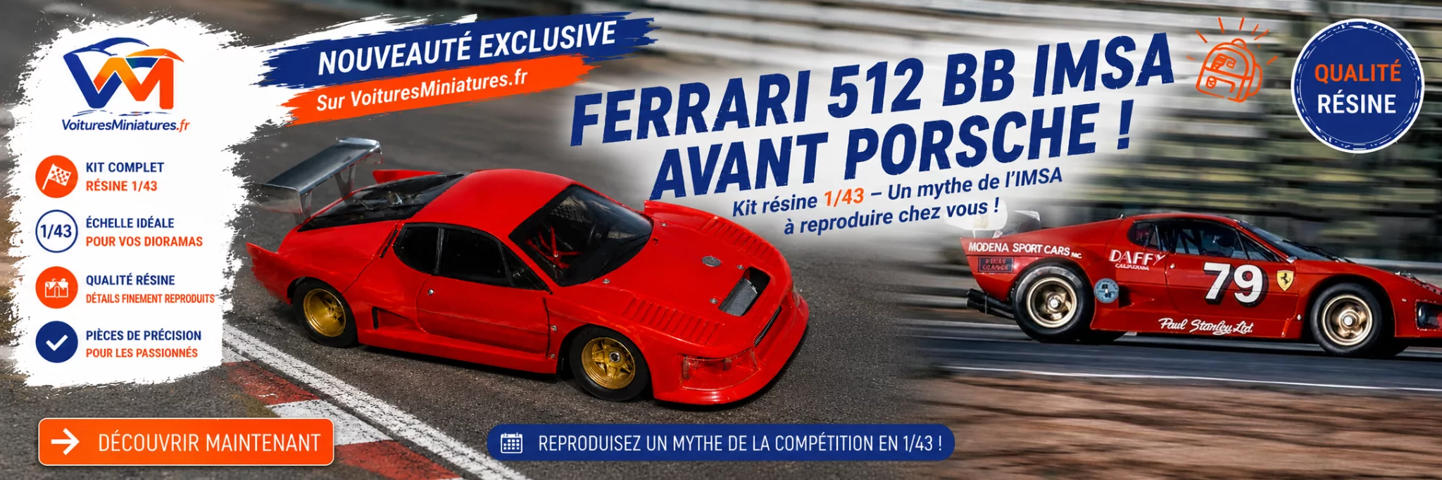Ferrari 512 BB "IMSA" avant Porsche - MF CREATION - 1:43