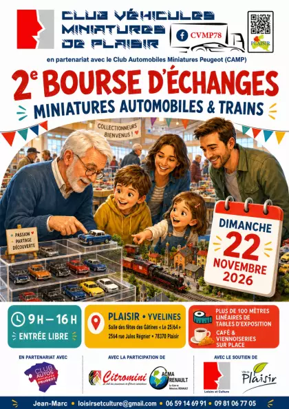 2e Bourse d’échanges de miniatures automobiles et trains à Plaisir le 22 novembre 2026