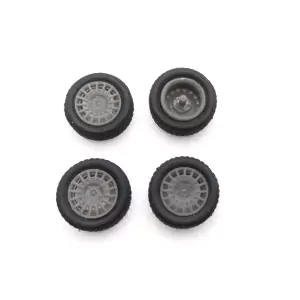 4 roues ø15 mm avec jantes Rallye - Résine - 1:43