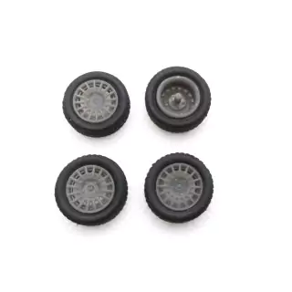 4 roues ø15 mm avec jantes Rallye - Résine - 1:43
